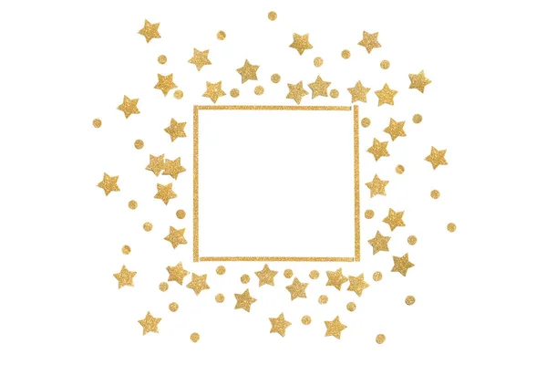 Gouden Glitter Ster Stip Frame Papier Snijden Geïsoleerd — Stockfoto
