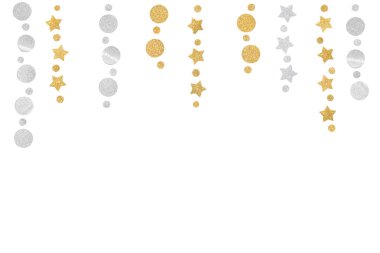 Altın ve gümüş beyaz zemin üzerine - izole kesmek dize kağıt glitter