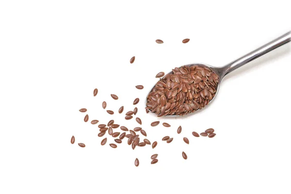 Brown Flaxseeds White Background Isolated — Stock Photo, Image