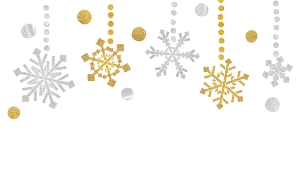 Snowflake Bunting Papieru Cięte Białym Tle Izolowane — Zdjęcie stockowe