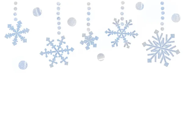 Snowflake Bunting Χαρτί Κομμένο Λευκό Φόντο Απομονωμένο — Φωτογραφία Αρχείου