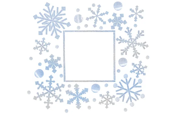 雪花框架纸切割白色背景 — 图库照片