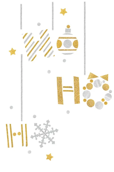 Hohoho Glitter Carta Testo Tagliata Sfondo Bianco Isolato — Foto Stock