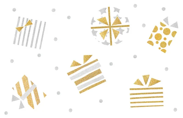 Geschenkboxen Muster Papier Geschnitten Auf Weißem Hintergrund Isoliert — Stockfoto