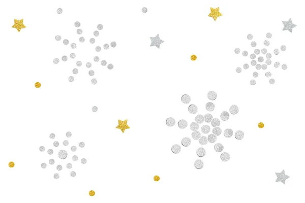 Glitter Star Och Dot Fyrverkeri Papper Skära Bakgrund Isolerade — Stockfoto