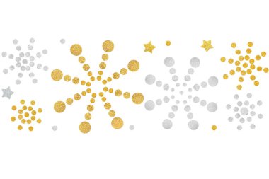 Arka plan - izole Glitter yıldız ve nokta havai fişek kağıt kesme