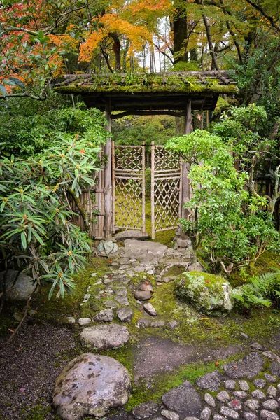 Porte Bambou Dans Jardin Autour Nara Park Japon — Photo