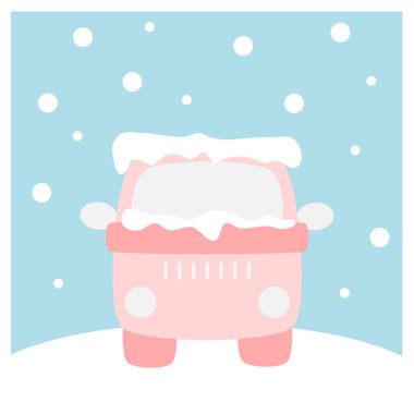 Kar (kare çerçeve içinde kış düz simge kümesi ile kaplı van