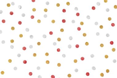 Kırmızı altın ve gümüş beyaz arka plan üzerinde kesme konfeti kağıdı glitter