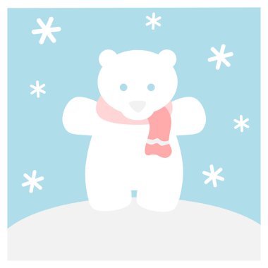 Kutup ayısı eşarp (kare çerçeve içinde kış düz simge kümesi ile