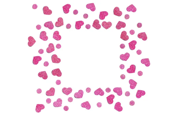 Rosa Glitter Cuore Carta Taglio Sfondo Isolato — Foto Stock