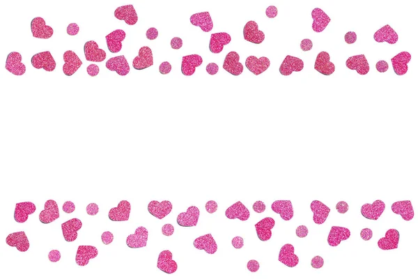 Κοπής χαρτιού καρδιά ροζ glitter φόντο - απομονωμένη — Φωτογραφία Αρχείου