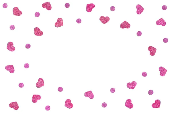 ピンクのグリッター ハート紙カット分離 — ストック写真