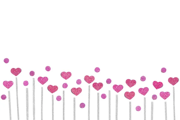 Pink Glitter Heart Paper Cut Background Isolated — Stock Photo, Image