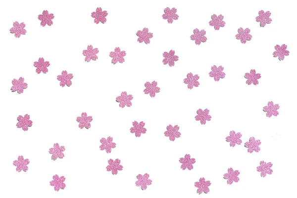 Różowy Brokat Kwiat Papieru Wyciąć Tło Białym Tle — Zdjęcie stockowe