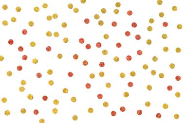 Altın ve kırmızı glitter konfeti kağıdı arka plan kesin 