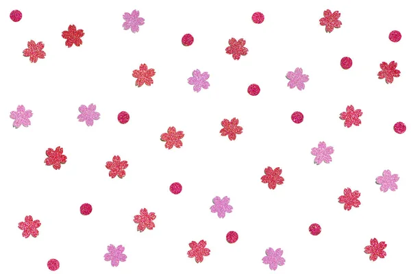 Papier confetti paillettes rouge et rose fond coupé — Photo