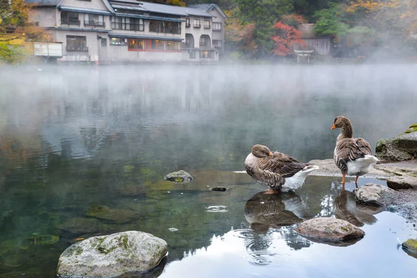 Lac Kinrin Avec Brume Matinale Yufuin Japon — Photo