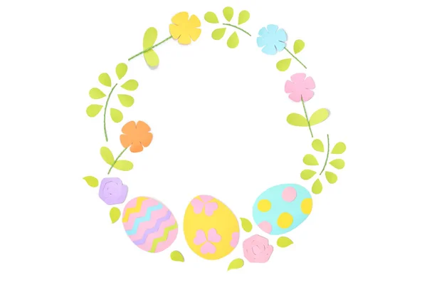 Easter circle frame paper cut on white background — Stock Photo, Image