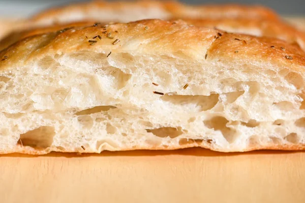 Focaccia-Brot - aus nächster Nähe — Stockfoto