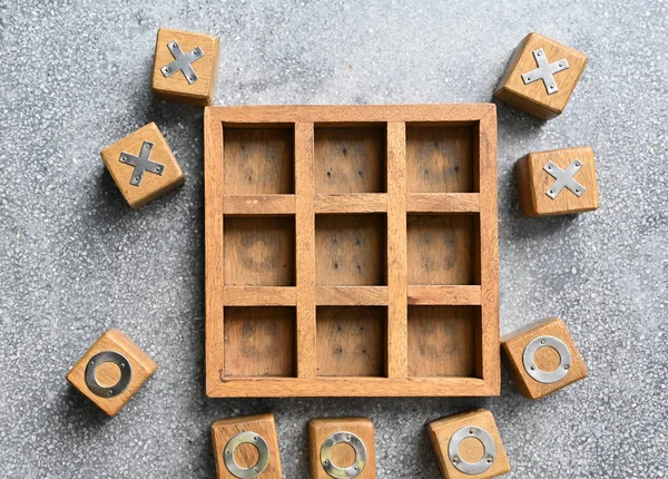 Wooden tic tac toe (O X) game — Stock Photo, Image
