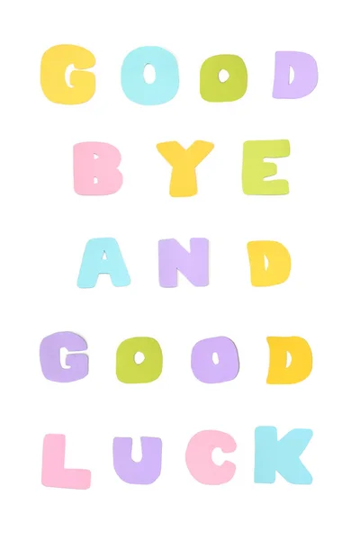 Good bye and good luck paper cut on white background - isolated — Stock Photo, Image