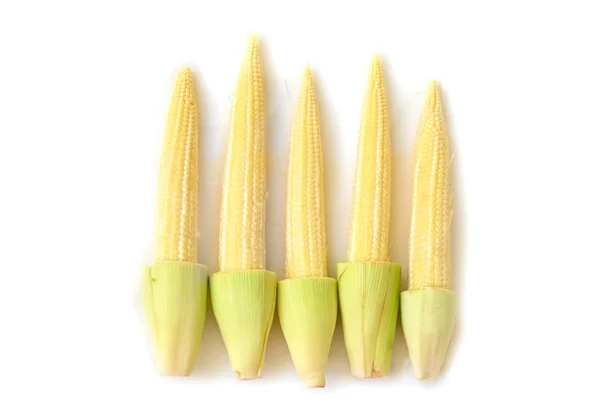 Baby corn on white background - isolated — Stock Photo, Image