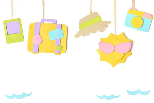 Summer bunting paper cut on white background - isolated — 스톡 사진