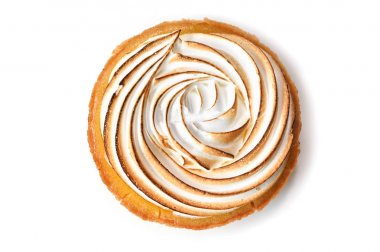 Beyaz zemin üzerine limon beze Tart