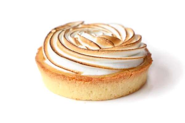 Lemon meringue tart on white background — Stock Photo, Image