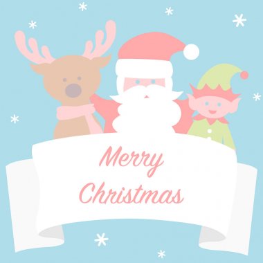 Noel Baba ve arkadaşları ile Noel kartı