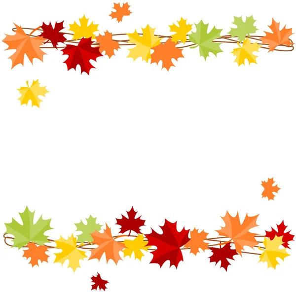 Herbst Blätter Rand auf weißem Hintergrund — Stockvektor
