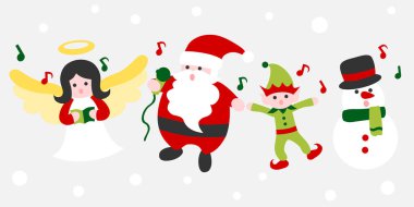 Noel 'de kışın çizgi film söylemek - renkli