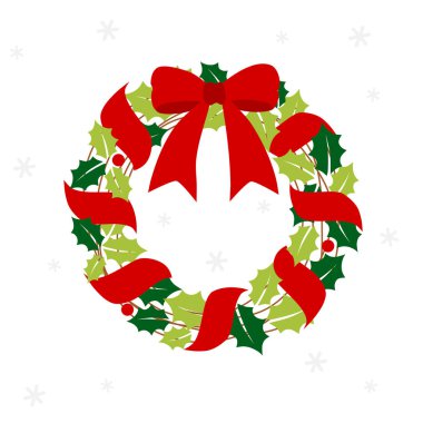 kırmızı kurdele ile Noel çelenk
