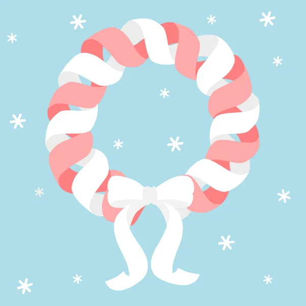 Grinalda de Natal com fita rosa e branca — Vetor de Stock