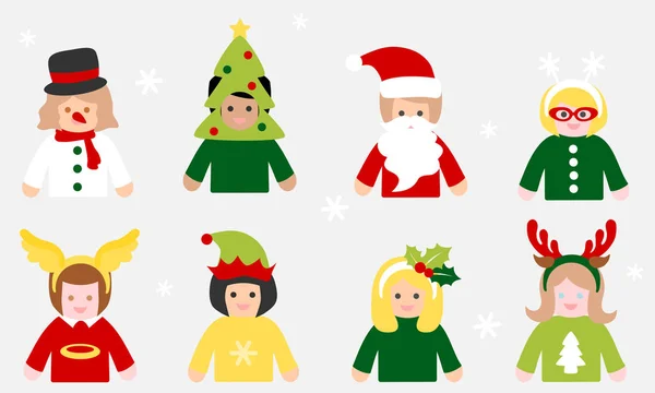 Conjunto de gente en traje de Navidad - colorido — Vector de stock