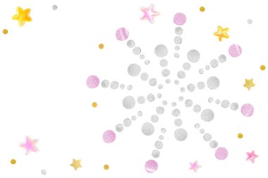 Pembe altın parıltılı havai fişek kağıdı beyaz arka planda kesilmiş - izole