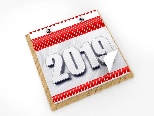 sayfa curl ile takvim tarzında 2019 metin ile 3D çizimi 