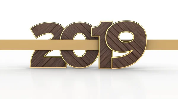 2019 mutlu yeni yıl metin buradan geçen bir kurdele ile 3D çizimi