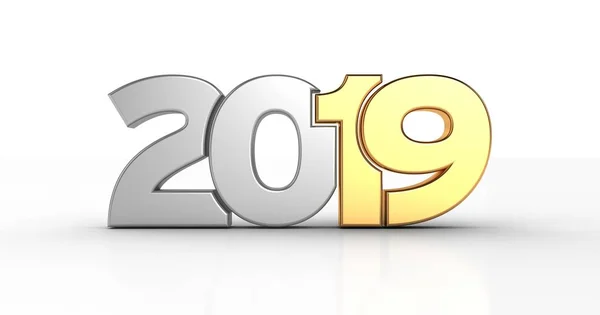 2019 3D çizimi metin altın ve gümüş