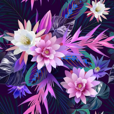 Tropikal çiçekler ve pürüzsüz desenler