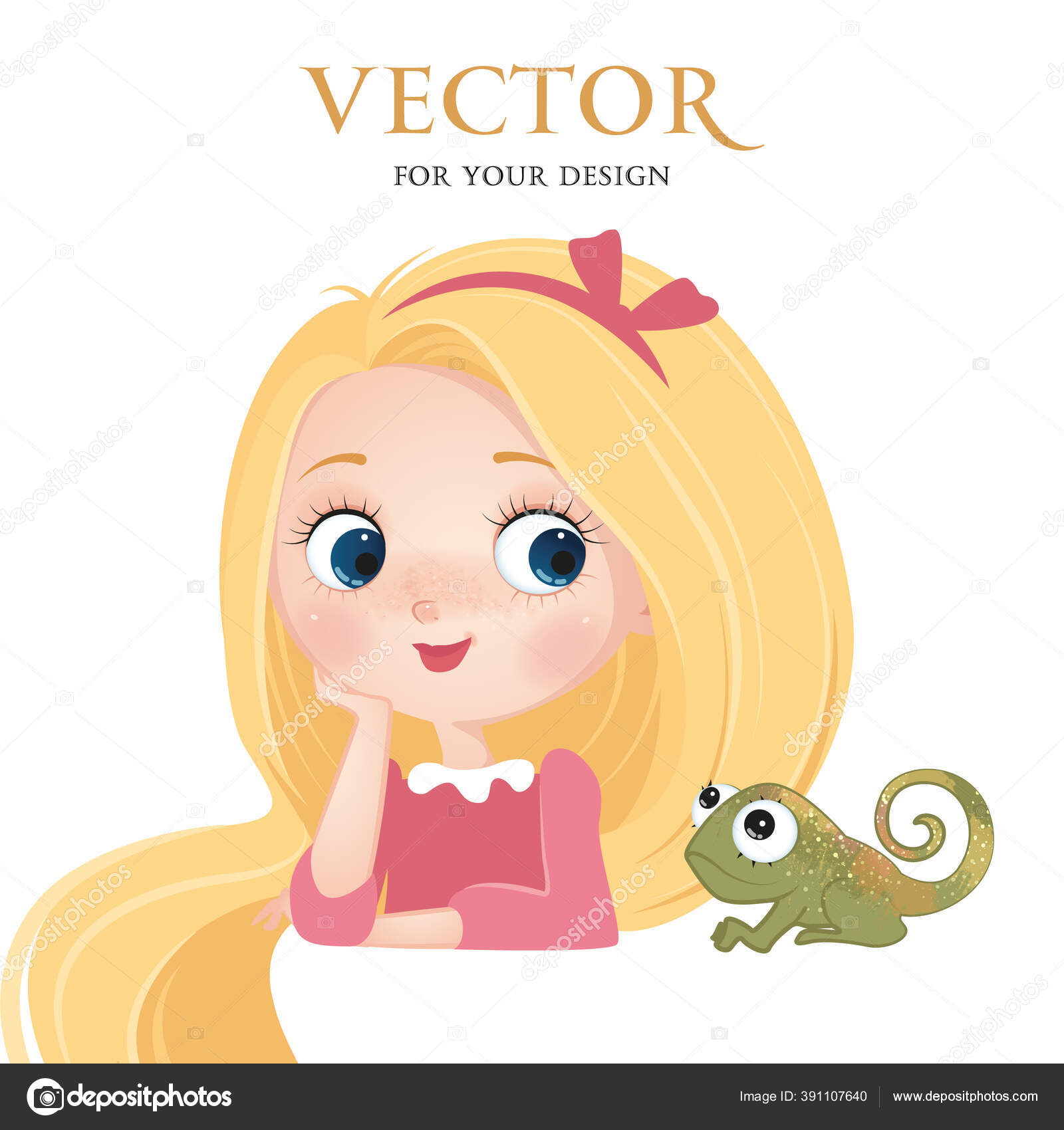 Вектор Векторное Изображение Маленькая Девочка Принцесса Маленькая.