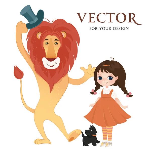 Vecteur Image Vectorielle Lion Lâche Lion Chien Fille Ellie Personnage — Image vectorielle