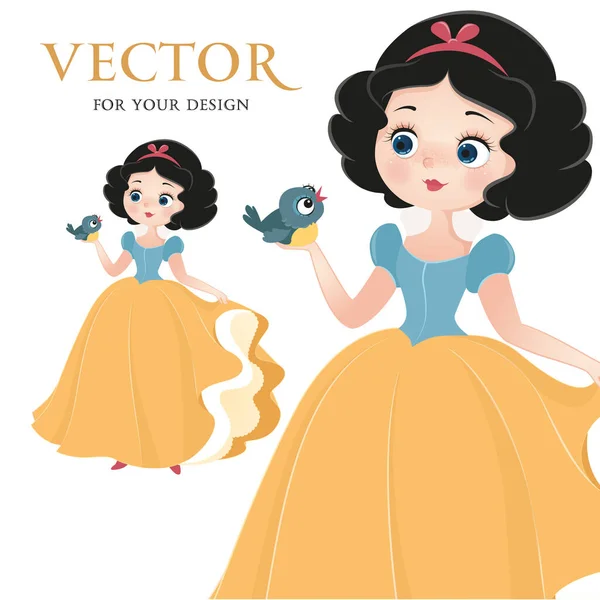 Vector Imagen Vectorial Niña Buena Chica Blanco Como Nieve Pájaro — Vector de stock