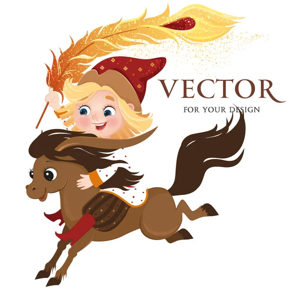 Vector Vectorbeeld Jongen Paard Konek Gorbunok Ivan Een Russische Jongen — Stockvector