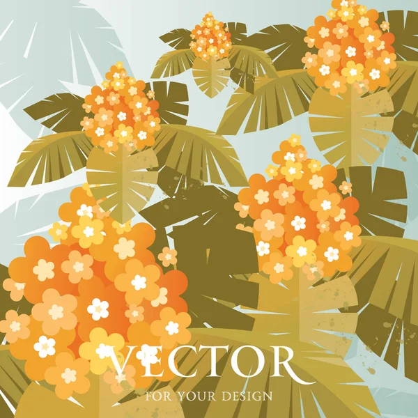 Векторное Изображение Фон Джунгли Цветы Желтые Цветы Тропики Тропические Цветы — стоковый вектор