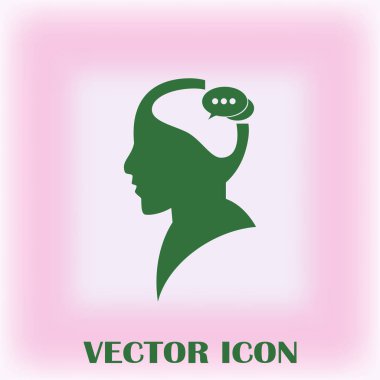 Bir kafa ile konuşma balonu silüeti. Bir kafa ile konuşma balonu vektör çizim silueti