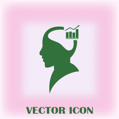 İş adamı ve büyüyen diyagramı siluetleri. insan baş ve grafik simgesi. İş kavramı