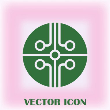 Devre kartı, teknoloji ikonu, vektör illüstrasyonu. Düz tasarım biçimi