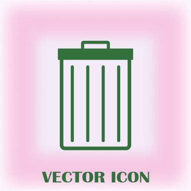 Çöp çöp kutusu simgesini izole. Vektör çizim. Düz style.waste kağıt basket. Atık kutusu. Çöp kutusu. Çöp sepeti. Çöp sepeti.